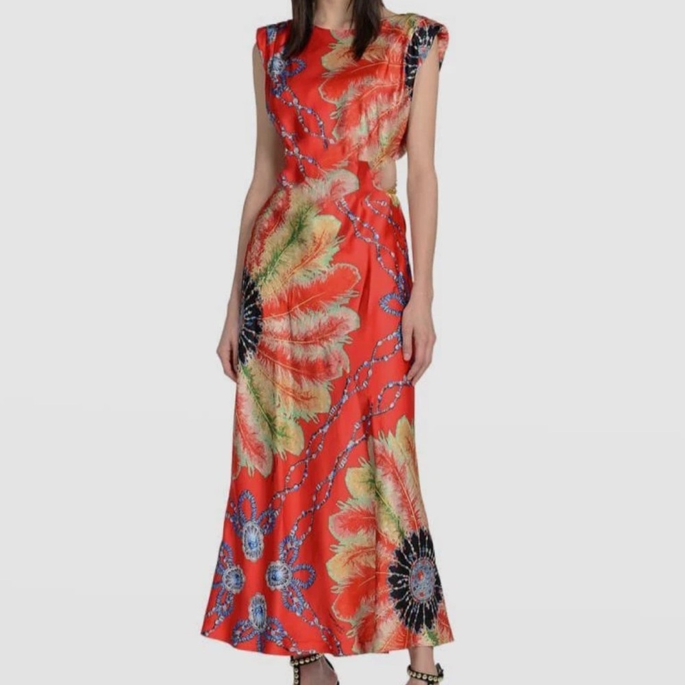 Just Cavalli Red Floral Maxi Dress, Size 42 (M) (6)